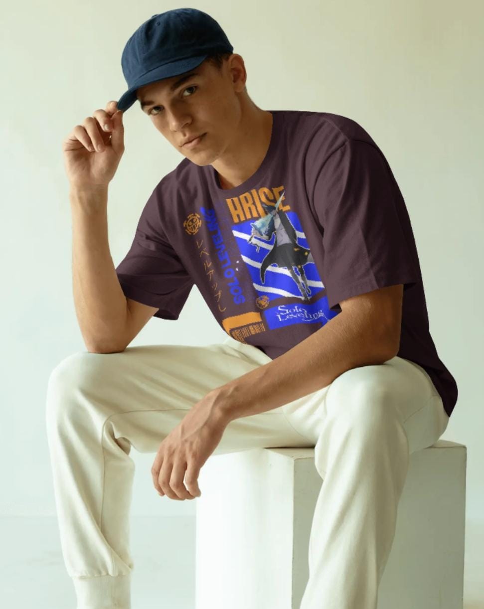 🔥 Unisex Terry Oversized Tee – "Arise: Solo Leveling Edition"