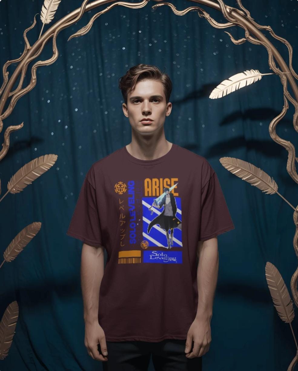 🔥 Unisex Terry Oversized Tee – "Arise: Solo Leveling Edition"