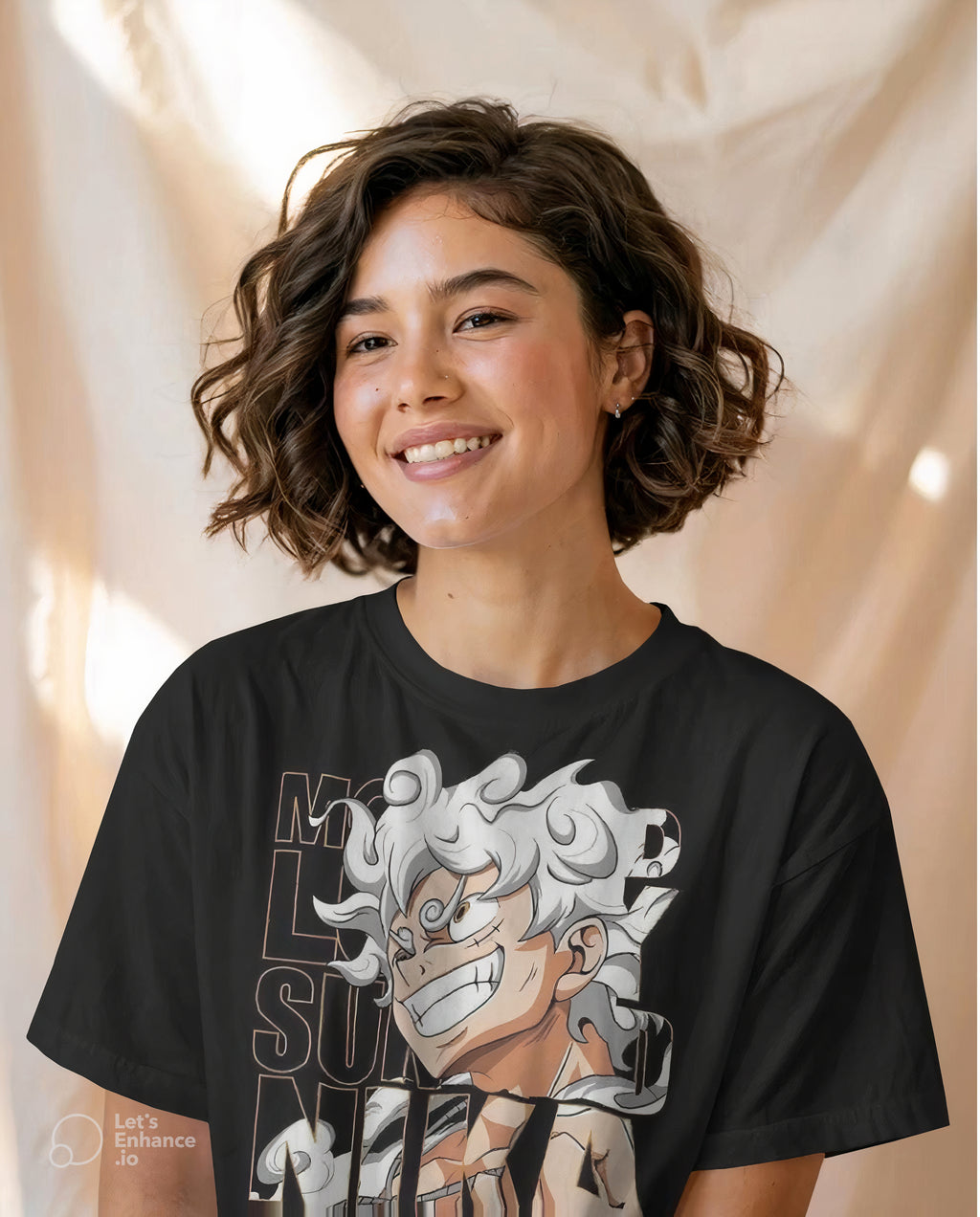 🏴‍☠️ Monkey D. Luffy Gear 5 "Sun God Nika" Double-Sided Black Print T-Shirt, Unisex With High Quality.