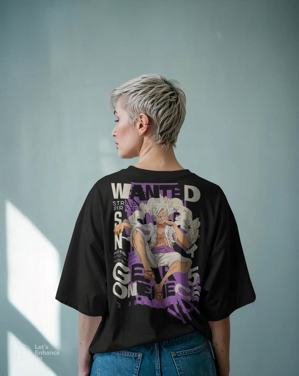 🏴‍☠️ Monkey D. Luffy Gear 5 "Sun God Nika" Double-Sided Black Print T-Shirt, Unisex With High Quality.