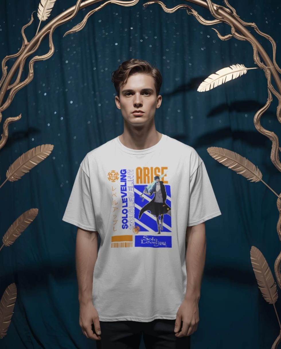 🔥 Unisex Terry Oversized Tee – "Arise: Solo Leveling Edition"