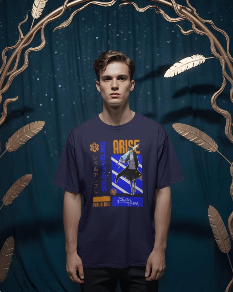 🔥 Unisex Terry Oversized Tee – "Arise: Solo Leveling Edition"