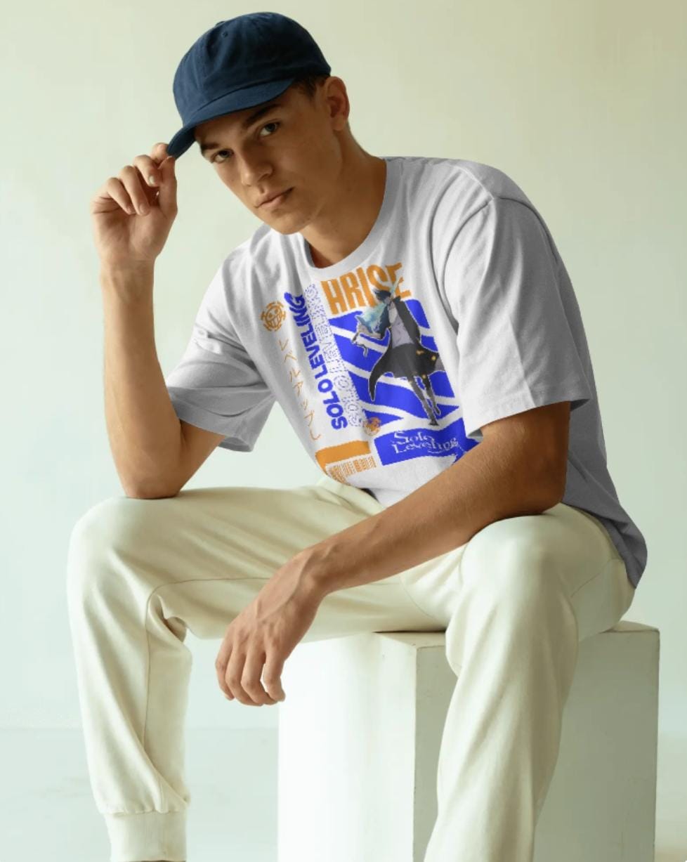 🔥 Unisex Terry Oversized Tee – "Arise: Solo Leveling Edition"