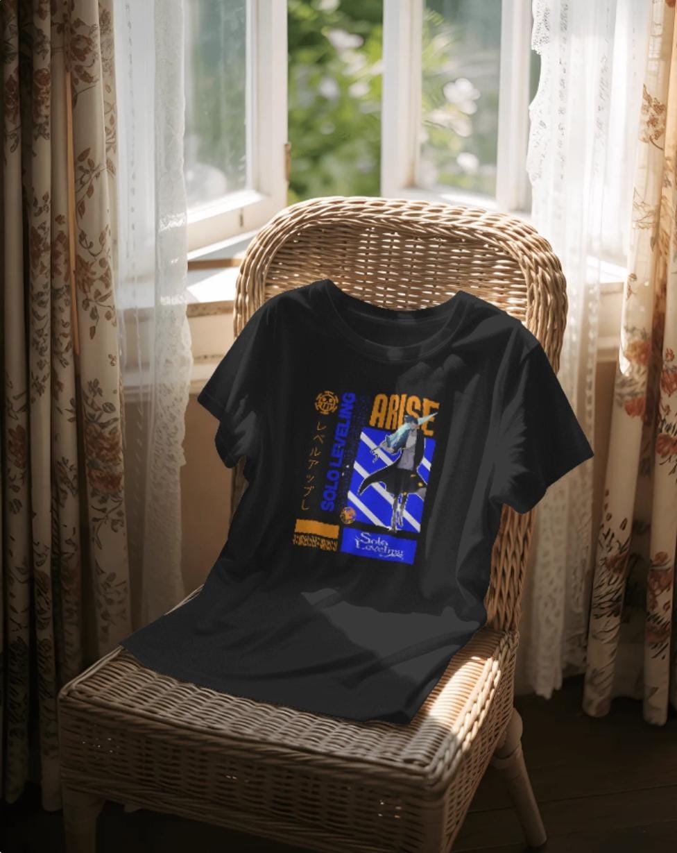 🔥 Unisex Terry Oversized Tee – "Arise: Solo Leveling Edition"