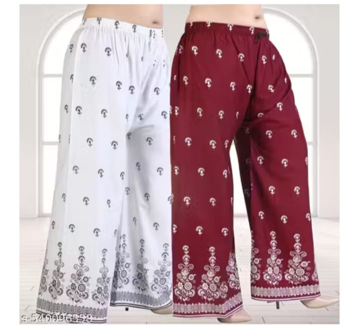 Embroidered Cotton Palazzo Pants (Set of 2)