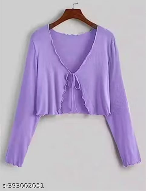 Brown Tie-Front Shrug Top