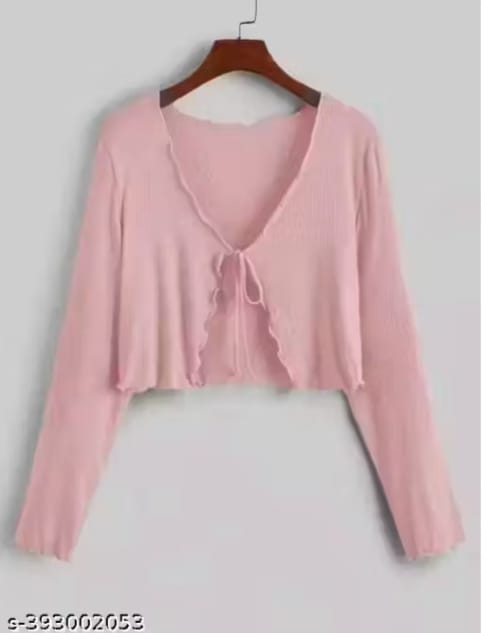 Brown Tie-Front Shrug Top