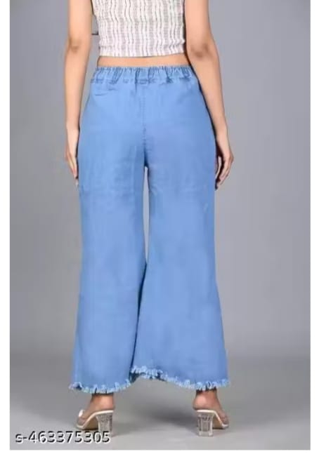 Light Blue Denim Wide-Leg Pants