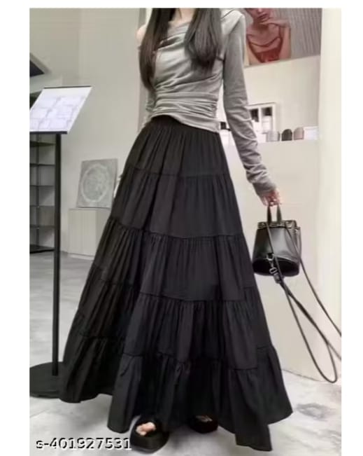 Black Tiered Maxi Skirt