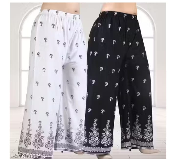 Embroidered Cotton Palazzo Pants (Set of 2)