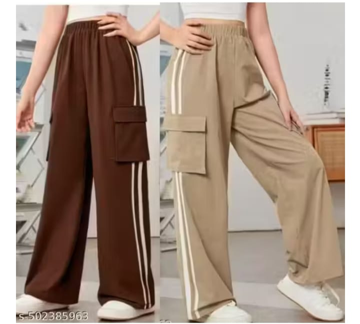 Women’s Stylish Cargo Track Pants with Side Stripes