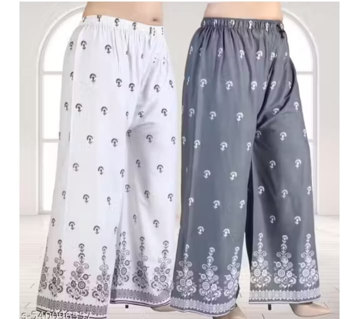 Embroidered Cotton Palazzo Pants (Set of 2)