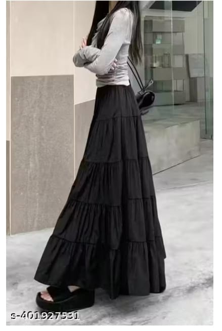 Black Tiered Maxi Skirt
