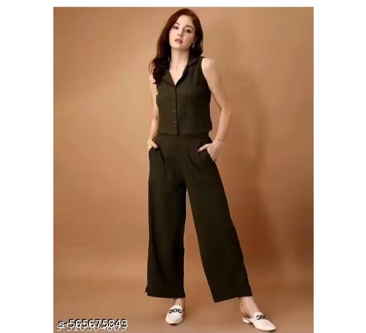 Sleeveless Brown Button-Down Top