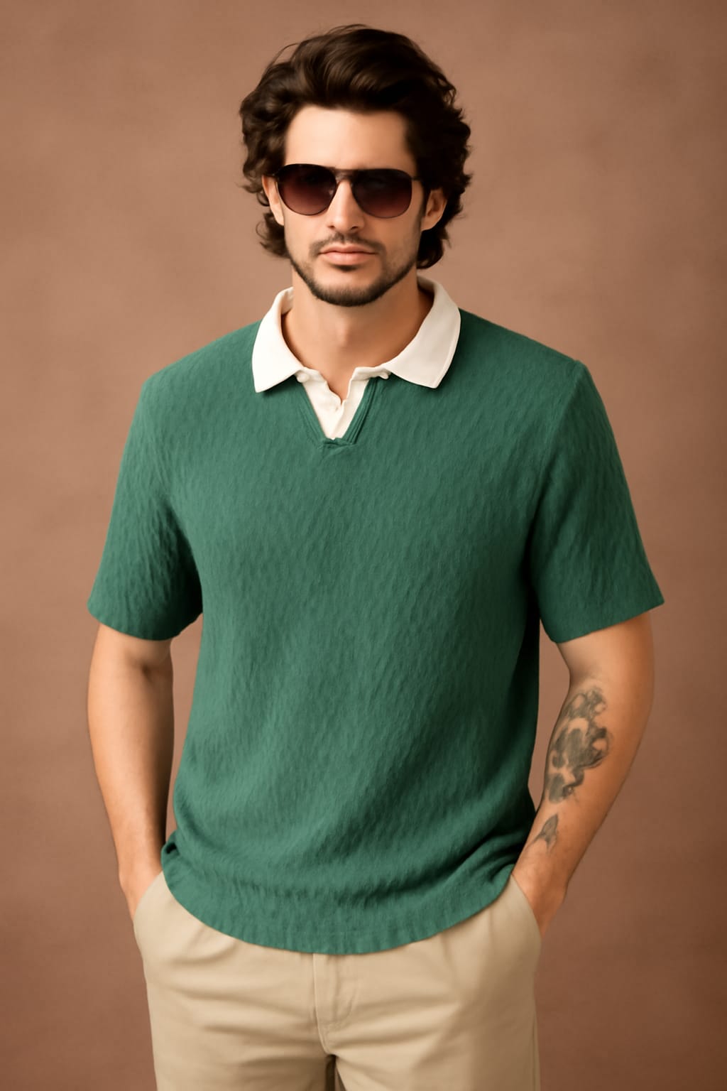 Force Solid Men Polo Neck Green T-Shirt