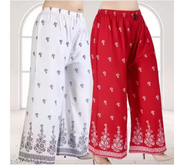 Embroidered Cotton Palazzo Pants (Set of 2)