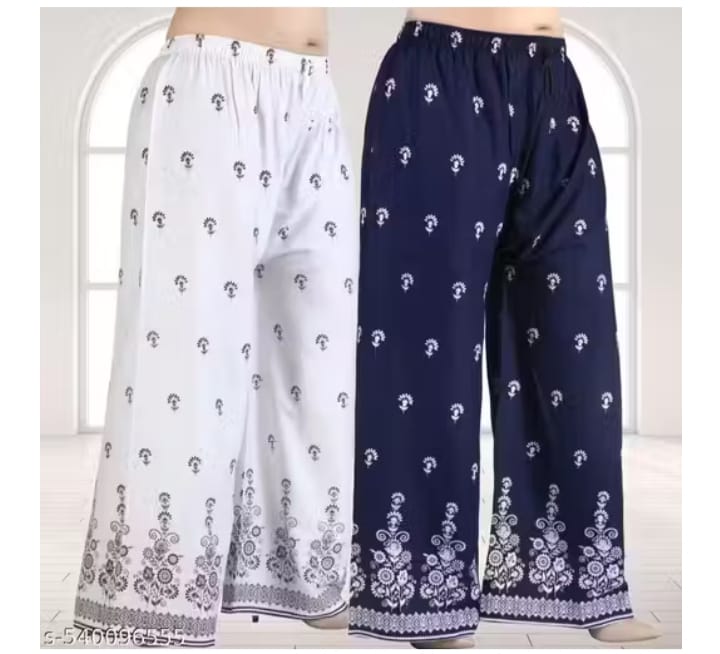 Embroidered Cotton Palazzo Pants (Set of 2)
