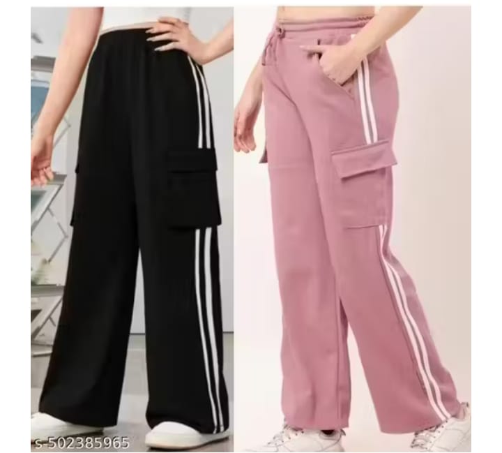 Women’s Stylish Cargo Track Pants with Side Stripes