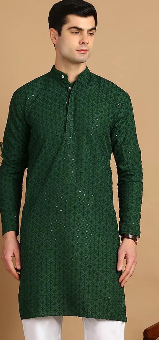 Ethnic Motif Embroidered Sequined Straight Kurta