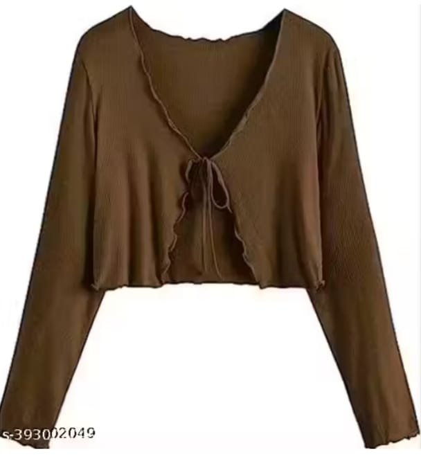 Brown Tie-Front Shrug Top