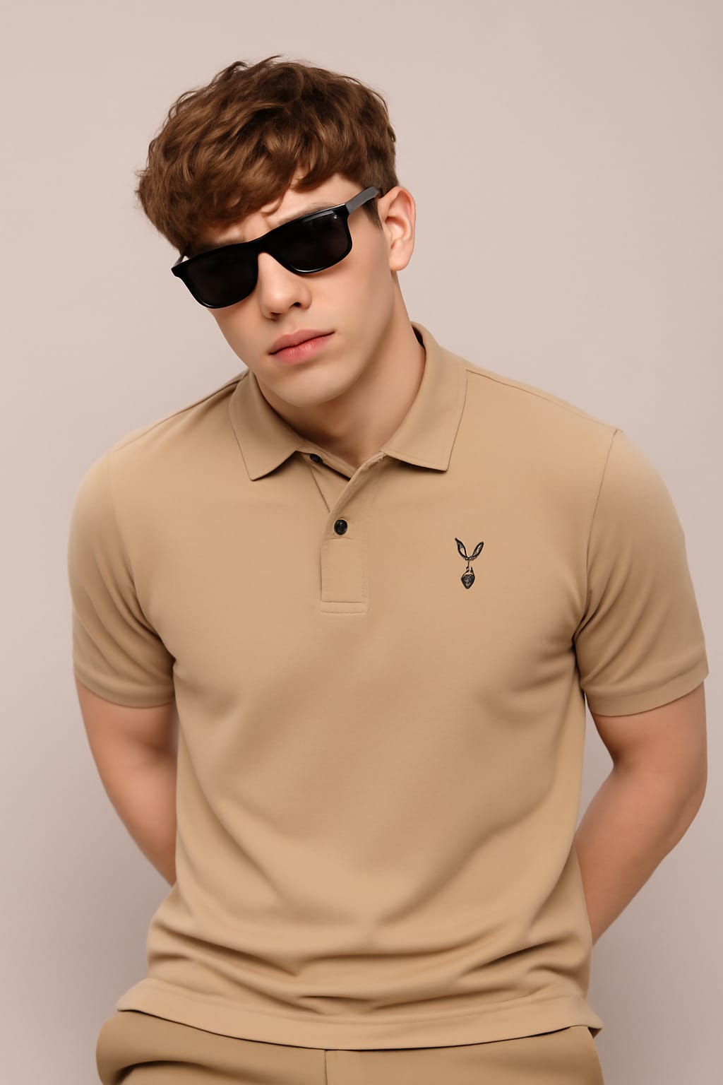 Classic Beige Designer Polo T-Shirt for Men