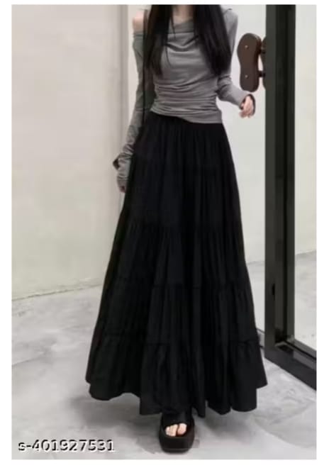 Black Tiered Maxi Skirt