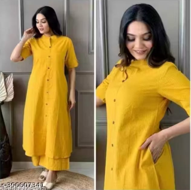 Chic Mustard Yellow Front-Open Buttoned Kurta