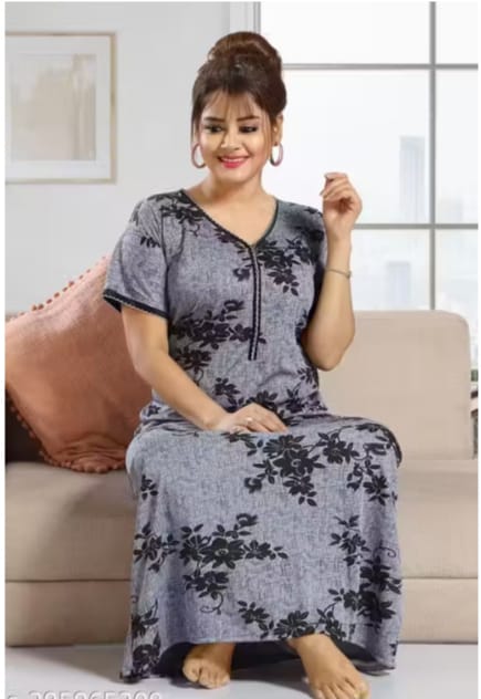 Comfortable Pink Floral Printed Nighty