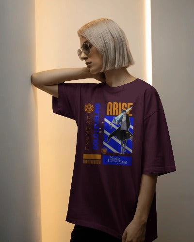 🔥 Unisex Terry Oversized Tee – "Arise: Solo Leveling Edition"